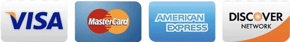 Visa, Mastercard, American Express, and Discover accepted